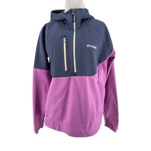 Columbia Titanium Women's Navy Magenta 1/2 Hooded Pullover Sweatshirt Medium